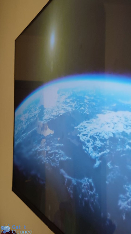 dirty LED TV screen in need of cleaning