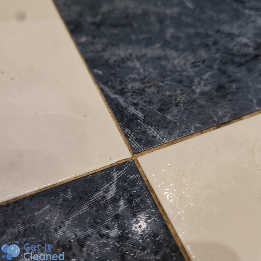 Kitchen tiles with dirty grout