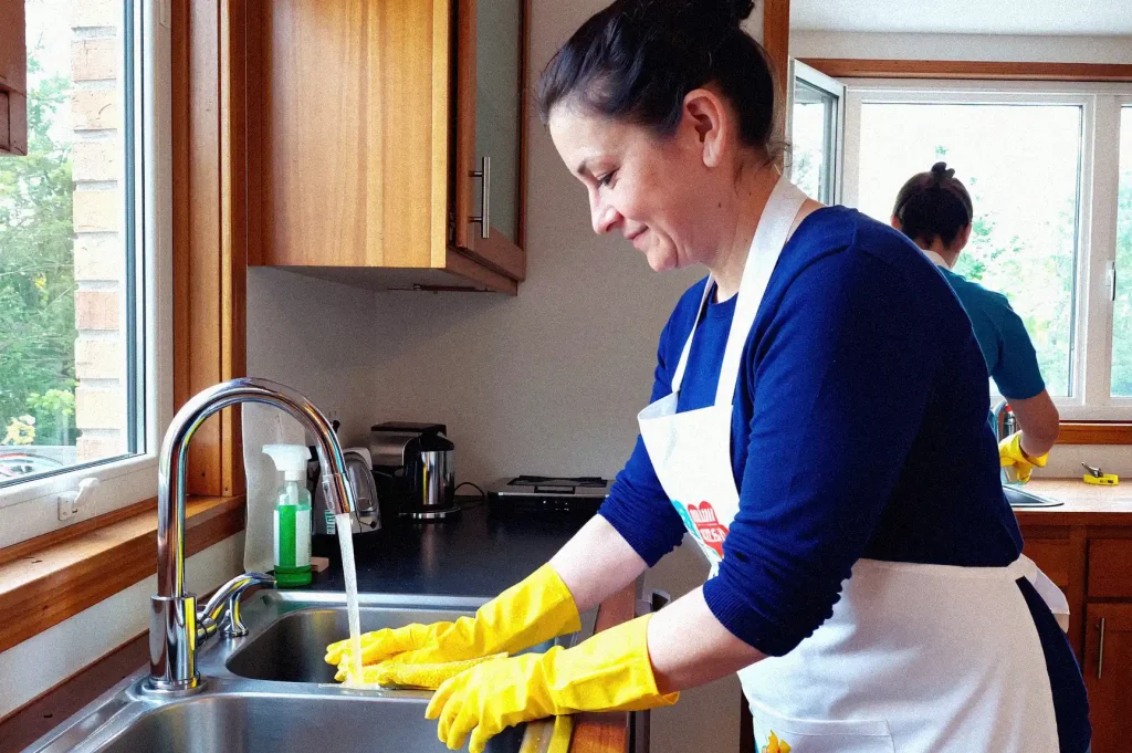lady doing kitchen cleaning in London